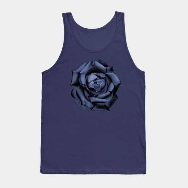 Blue Charcoal Rose Tank Top by nautilusmisc